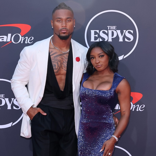 Jonathan Owens and Simone Biles at the 2025 ESPYs Red Carpet